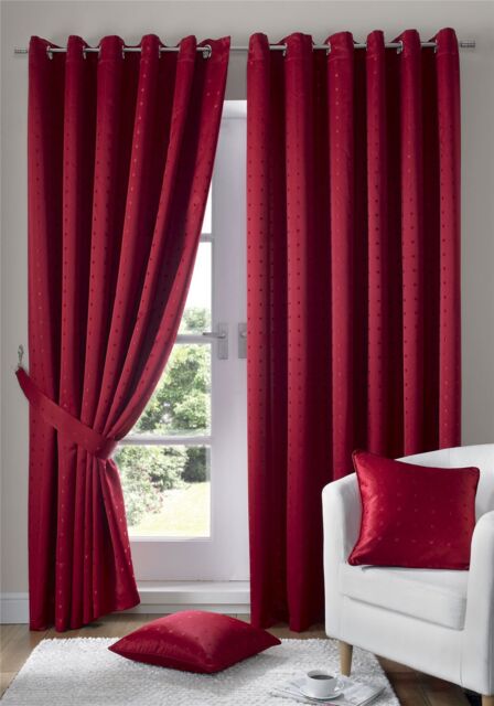 Luxury Living Adi Lined Ring Top Eyelet Curtains in Red - Size: 168 cm width x 183 cm drop - image 1