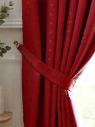 Luxury Living Adi Lined Ring Top Eyelet Curtains in Red - Size: 168 cm width x 183 cm drop - thumbnail 3