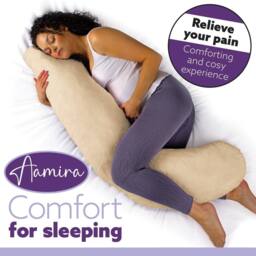 Aamira Cream Pregnancy Maternity Pillow, 145x25x25cm L Shaped Memory Foam - Size: 145 x 25 x 25 cm - thumbnail 7