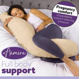 Aamira Cream Pregnancy Maternity Pillow, 145x25x25cm L Shaped Memory Foam - Size: 145 x 25 x 25 cm - thumbnail 6