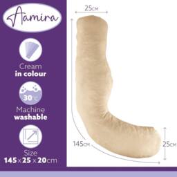 Aamira Cream Pregnancy Maternity Pillow, 145x25x25cm L Shaped Memory Foam - Size: 145 x 25 x 25 cm - thumbnail 3