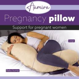 Aamira Cream Pregnancy Maternity Pillow, 145x25x25cm L Shaped Memory Foam - Size: 145 x 25 x 25 cm - thumbnail 2