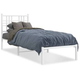 Berkfield Home Metal Bed Frame without Mattress with Headboard White 80x200cm - Size: 80x200 cm - thumbnail 1