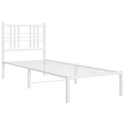 Berkfield Home Metal Bed Frame without Mattress with Headboard White 80x200cm - Size: 80x200 cm - thumbnail 3