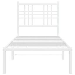 Berkfield Home Metal Bed Frame without Mattress with Headboard White 80x200cm - Size: 80x200 cm - thumbnail 4