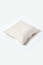 Homescapes Beige Real Leather & Goat Hair Large Check Cushion with Feather Filling - Size: 45 cm x 45 cm - thumbnail 3