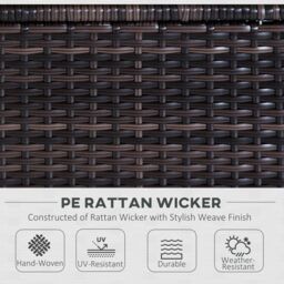 OUTSUNNY 6 Pieces Rattan Furniture Set Conservatory Sofa Deluxe Wicker Garden in Brown - thumbnail 4