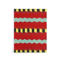 "Artery8 Shima Zig Zag Textile Patterns Canvas Wall Art Print Furuya Korin in Red - Size: W18"" x H24""" - thumbnail 1