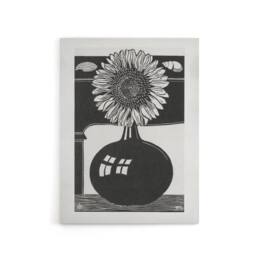"Artery8 Stylised Sunflower in a Vase De Mesquita Canvas Wall Art Print in Black - Size: W18"" x H24""" - thumbnail 1
