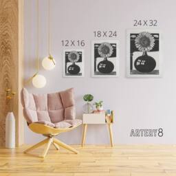 "Artery8 Stylised Sunflower in a Vase De Mesquita Canvas Wall Art Print in Black - Size: W18"" x H24""" - thumbnail 4