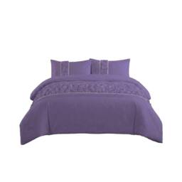 Snug City Ruffle Design Duvet Cover Soft Elegant Bedding Set with Pillowcases in Lilac - Size: Double - thumbnail 2