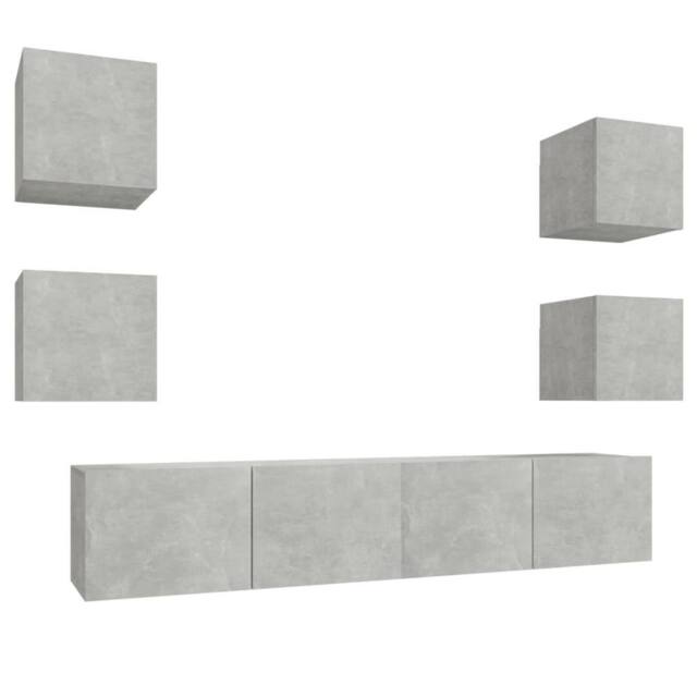 Berkfield Home 6 Piece TV Cabinet Set Concrete Grey Engineered Wood - image 1
