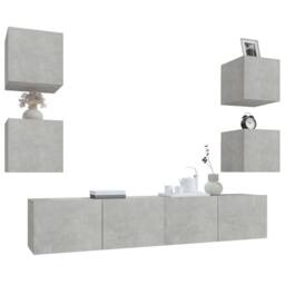 Berkfield Home 6 Piece TV Cabinet Set Concrete Grey Engineered Wood - thumbnail 4
