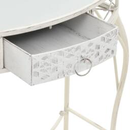 Berkfield Home Side Table French Style Metal 82x39x76 cm White - Size: 82 x 39 x 76 cm - thumbnail 6
