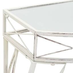 Berkfield Home Side Table French Style Metal 82x39x76 cm White - Size: 82 x 39 x 76 cm - thumbnail 4