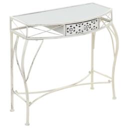 Berkfield Home Side Table French Style Metal 82x39x76 cm White - Size: 82 x 39 x 76 cm - thumbnail 1