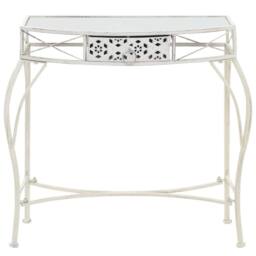 Berkfield Home Side Table French Style Metal 82x39x76 cm White - Size: 82 x 39 x 76 cm - thumbnail 2