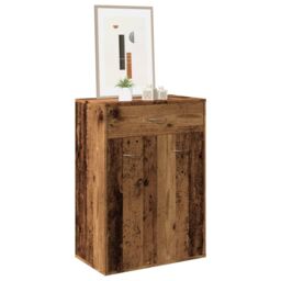 Berkfield Home Shoe Cabinet Old Wood 60x35x84 cm Engineered Wood in Brown - Size: 60 x 35 x 84 cm - thumbnail 1