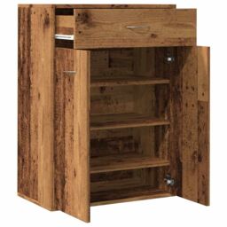 Berkfield Home Shoe Cabinet Old Wood 60x35x84 cm Engineered Wood in Brown - Size: 60 x 35 x 84 cm - thumbnail 5
