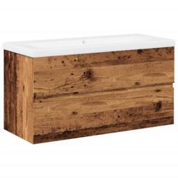 Berkfield Home Sink Cabinet with Built-in Basin Old Wood in Brown - thumbnail 3