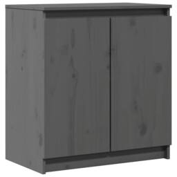 Berkfield Home Side Cabinet Grey 60x36x65 cm Solid Pinewood - Size: 60 x 36 x 65 cm - thumbnail 2