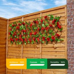Gardenwize 100 LED Solar Extending Red Flower Trellis - thumbnail 3
