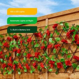 Gardenwize 100 LED Solar Extending Red Flower Trellis - thumbnail 6