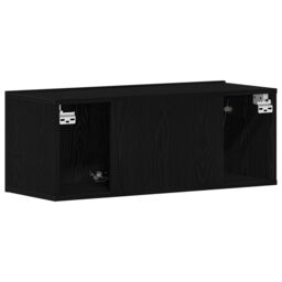 Berkfield Home Black Oak TV Stand 80x30x30 cm Made of Engineered Wood - Size: 80 x 30 x 30 cm - thumbnail 6