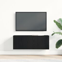 Berkfield Home Black Oak TV Stand 80x30x30 cm Made of Engineered Wood - Size: 80 x 30 x 30 cm - thumbnail 4