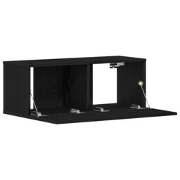 Berkfield Home Black Oak TV Stand 80x30x30 cm Made of Engineered Wood - Size: 80 x 30 x 30 cm - thumbnail 5