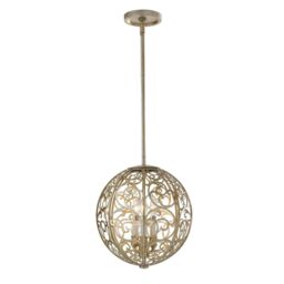 Loops 3 Bulb Chandelier Hanging Pendant LIght Silver Leaf Patina LED E14 60W Bulb in Metallics - thumbnail 1