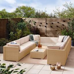 FurnitureboxUK Orlando 10 Seat Modular Outdoor Garden Rattan Sofa in Light Beige - thumbnail 2