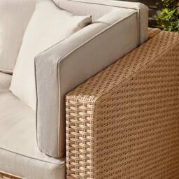 FurnitureboxUK Orlando 10 Seat Modular Outdoor Garden Rattan Sofa in Light Beige - thumbnail 5