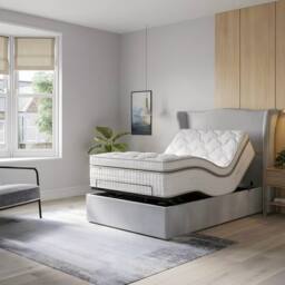 PARADISE BEDS LTD Orthopaedic Electric Adjustable Bed Set With Mattress & Headboard in Silver - Size: Small Double - thumbnail 3