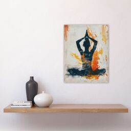 "Artery8 Abstract Painting Woman in Yoga Pose Orange Wall Art Print - Size: W18"" x H24""" - thumbnail 4