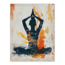 "Artery8 Abstract Painting Woman in Yoga Pose Orange Wall Art Print - Size: W18"" x H24""" - thumbnail 1