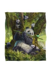 JQ Licensing Jlo Panda Family Flute Silky Touch Super Soft Throw Blanket 152 X 127 cm in White - thumbnail 1