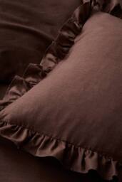 Appletree 'Cassia Frill' 100% Cotton Relaxed Look Duvet Cover Set in Chocolate - Size: Double - thumbnail 3