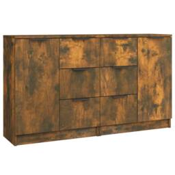 Berkfield Home Sideboards 2 pcs Smoked Oak 60x30x70 cm Engineered Wood in Brown - Size: 60 x 30 x 70 cm - thumbnail 1