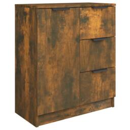 Berkfield Home Sideboards 2 pcs Smoked Oak 60x30x70 cm Engineered Wood in Brown - Size: 60 x 30 x 70 cm - thumbnail 5
