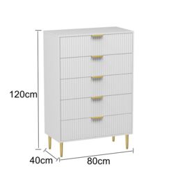 Hygrad Built to Survive Luxury Chest Of Drawers For Bedroom 5 Drawer Chest Storage Handle in White - thumbnail 7