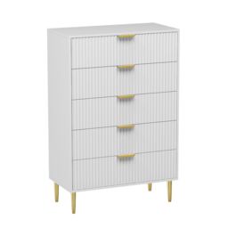 Hygrad Built to Survive Luxury Chest Of Drawers For Bedroom 5 Drawer Chest Storage Handle in White - thumbnail 3