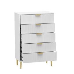 Hygrad Built to Survive Luxury Chest Of Drawers For Bedroom 5 Drawer Chest Storage Handle in White - thumbnail 5
