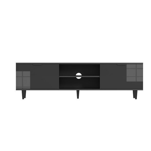 Moderna Black TV Stand for Smart TV, 140cm High Gloss TV Stand Cabinet with Tall Legs - image 1