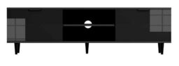 Moderna Black TV Stand for Smart TV, 140cm High Gloss TV Stand Cabinet with Tall Legs - thumbnail 9