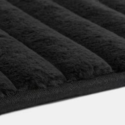 OHS Faux Fur Rug Ribbed Mat Luxury Carpet Anti Slip Runner in Black - Size: 80 cm x 150 cm - thumbnail 4