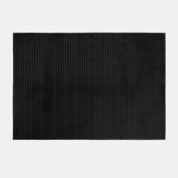 OHS Faux Fur Rug Ribbed Mat Luxury Carpet Anti Slip Runner in Black - Size: 80 cm x 150 cm - thumbnail 3