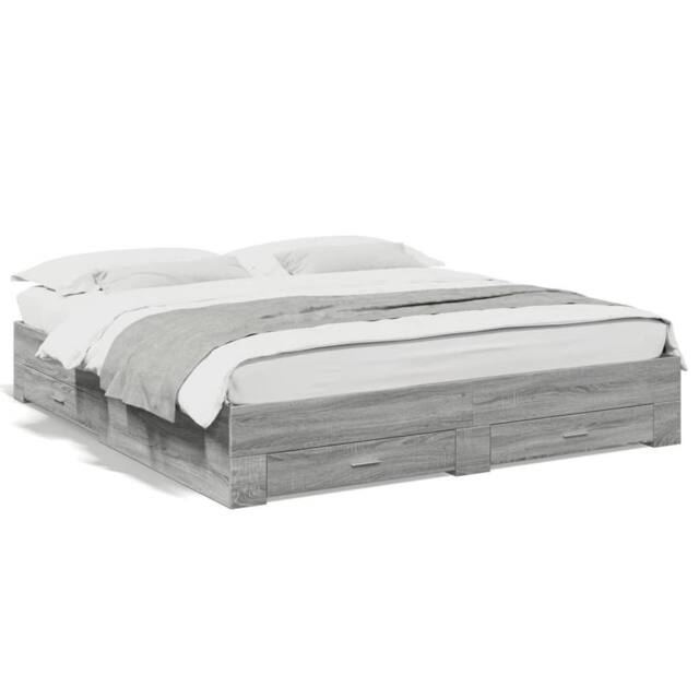 Berkfield Home Bed Frame with Drawers without Mattress Grey Sonoma 200x200 cm - image 1