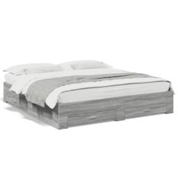 Berkfield Home Bed Frame with Drawers without Mattress Grey Sonoma 200x200 cm - thumbnail 1