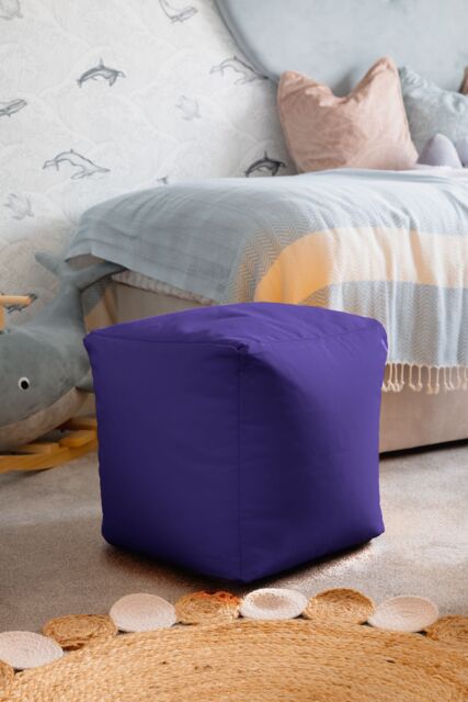 Snug City Waterproof Cube Indoor Outdoor Bean Bag Foot Stool Pouffe in Purple - image 1